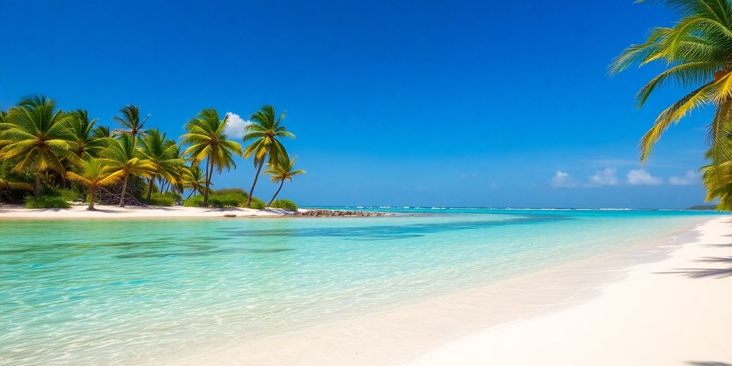 Turquoise waters meet white sand beach in the Cayman Islands.