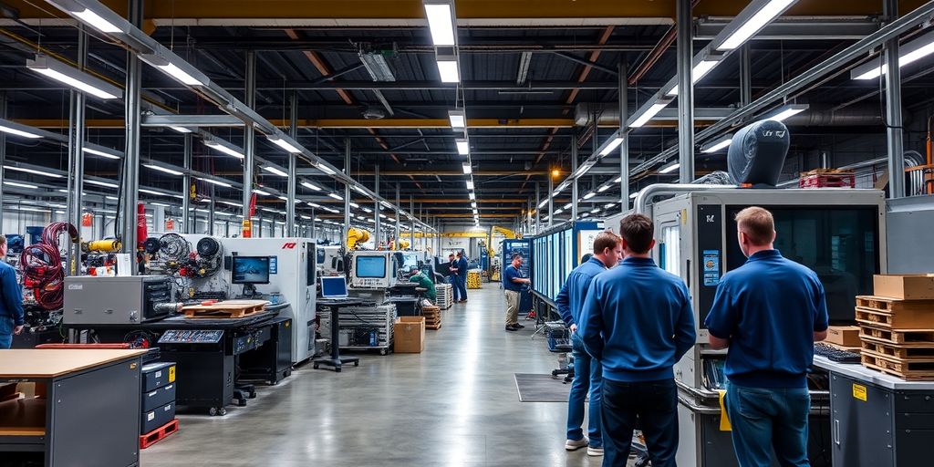 Nashville manufacturing scene with advanced technology and teamwork.