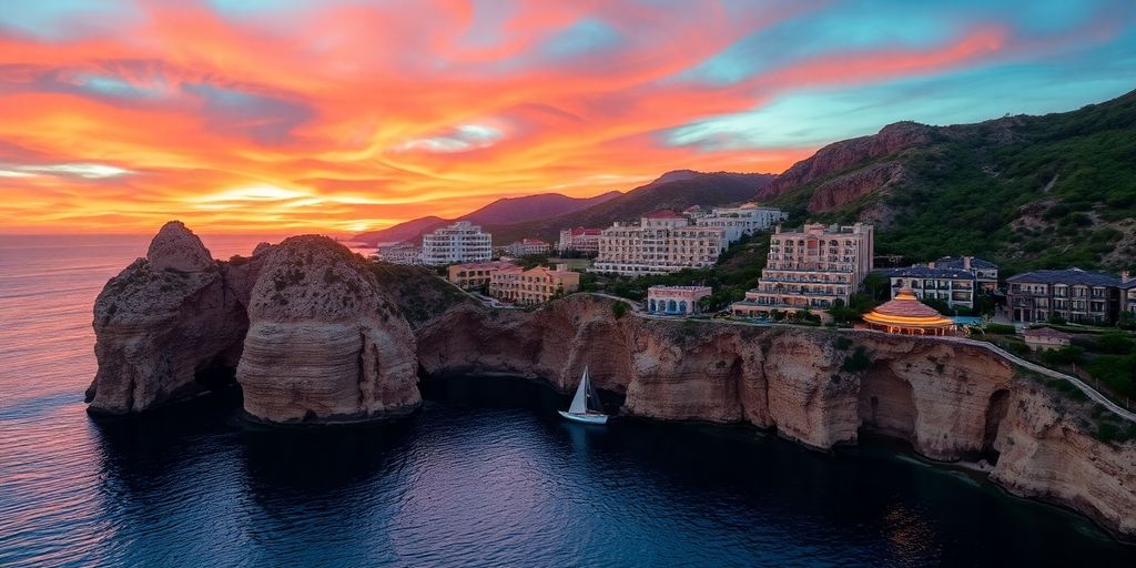 Hoteles en Cabo con impresionantes vistas al océano al atardecer.