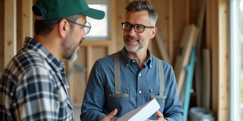 Homeowner consulting with a contractor about restoration needs.