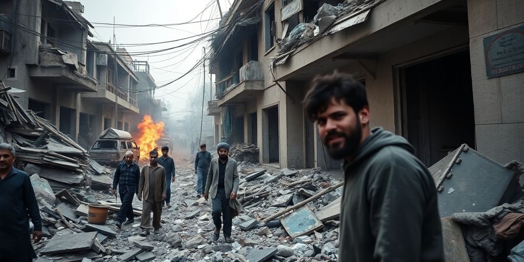 Photograph of destruction after a terrorist attack in Peshawar.