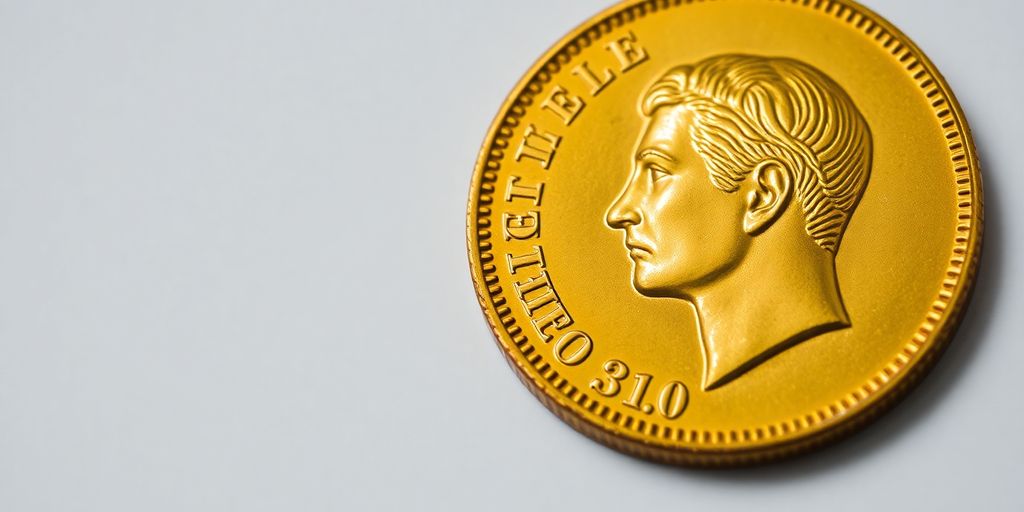 Une pièce de Napoléon en or brillante.