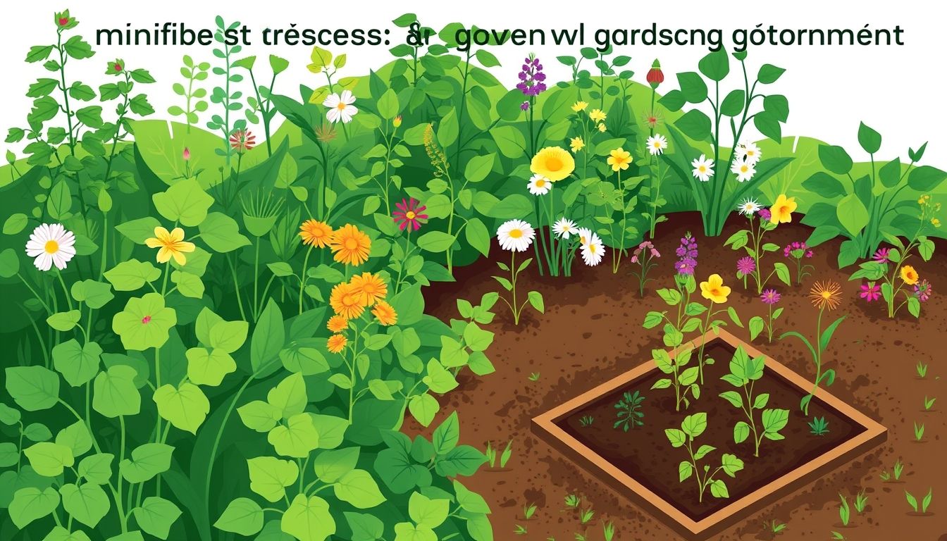 Lush garden with plants and flowers.