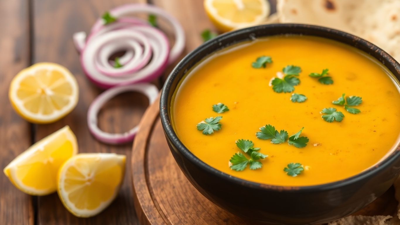 Bowl of dal tadka with chapati and garnish