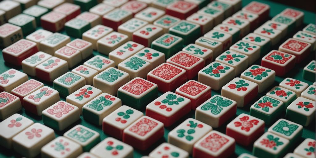 Mahjong tiles set up for a classic game session.