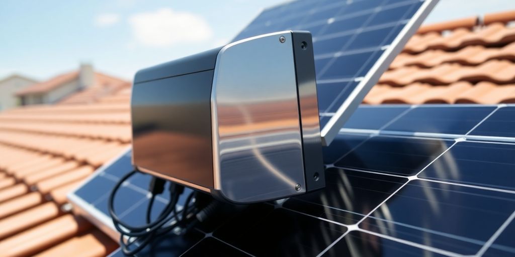 Solar panels with micro-inverters on a roof