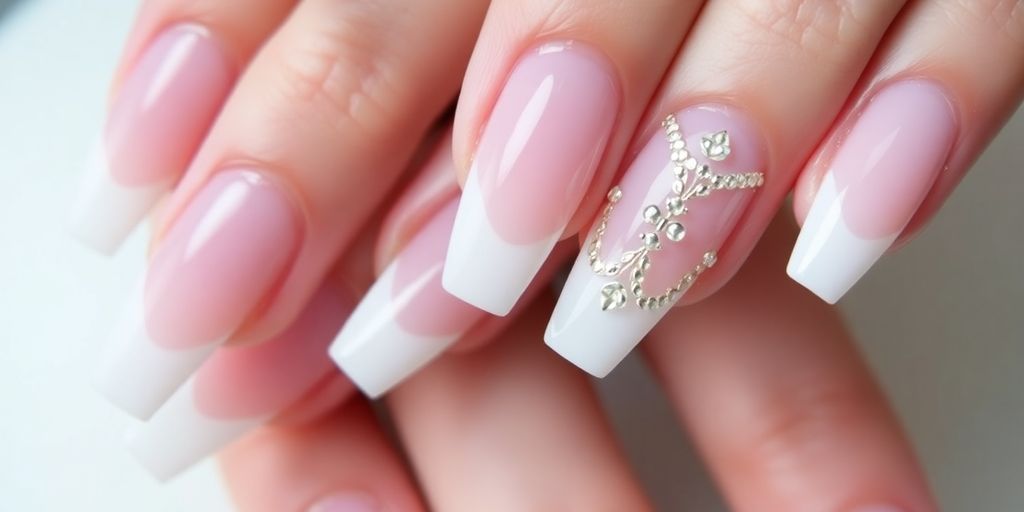 Francesinha em unhas de gel com acabamento elegante.