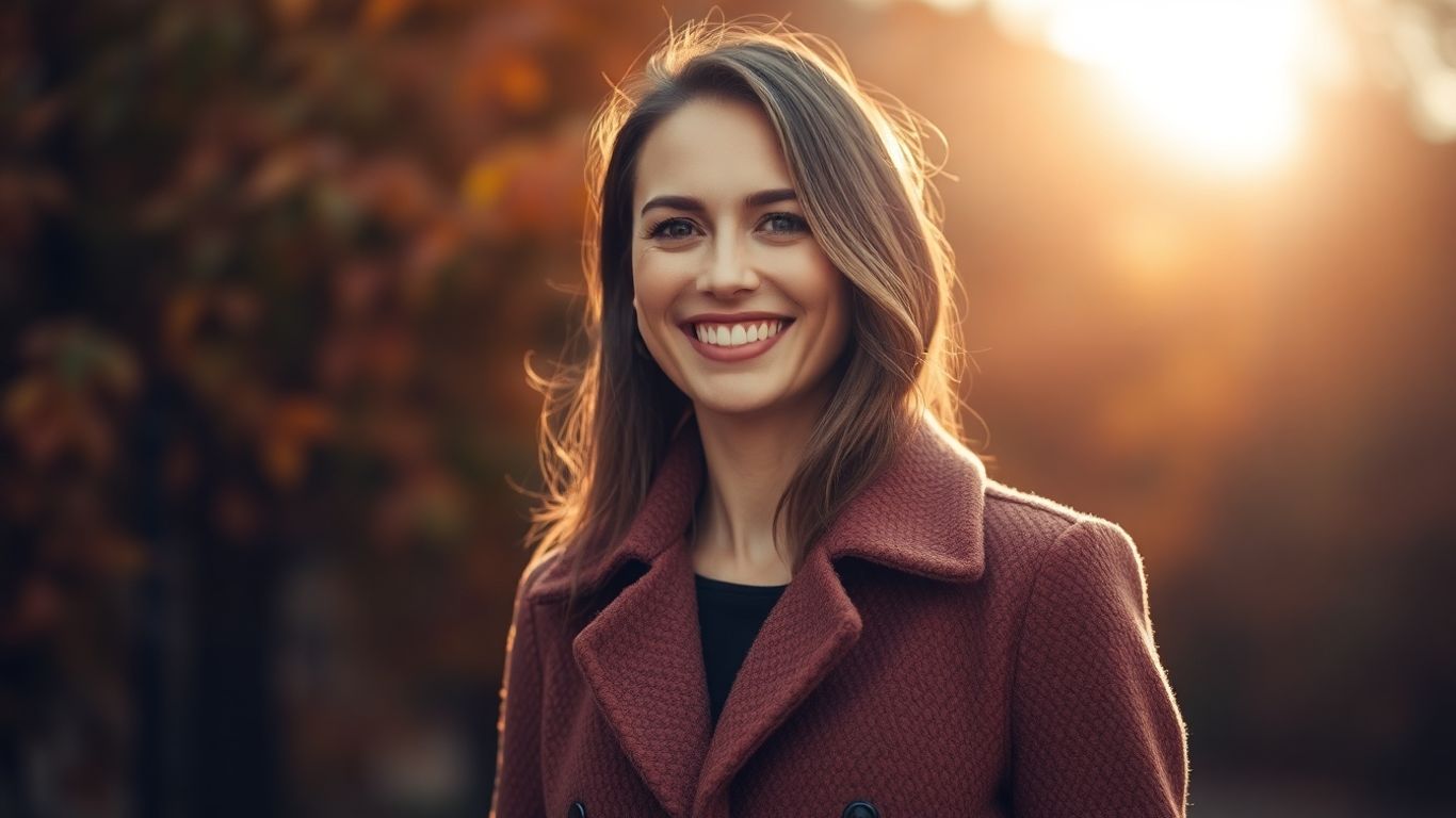 Woman in stylish autumn jacket outdoors