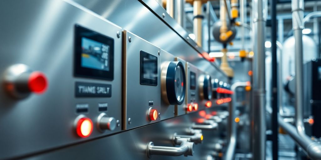 Equipo industrial de termorregulación en funcionamiento.