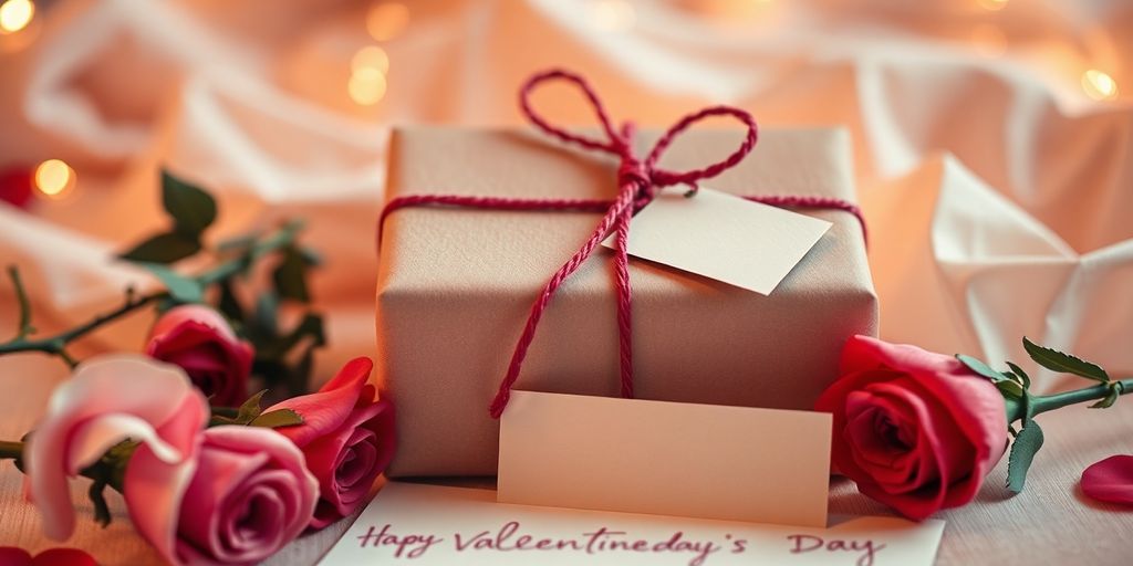 Sentimental Valentine's gift for husband with roses and note.