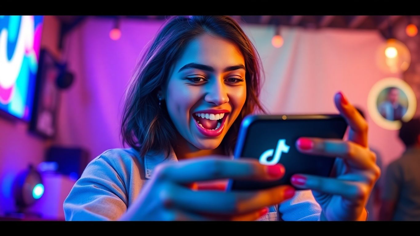 Person using smartphone for TikTok automation.