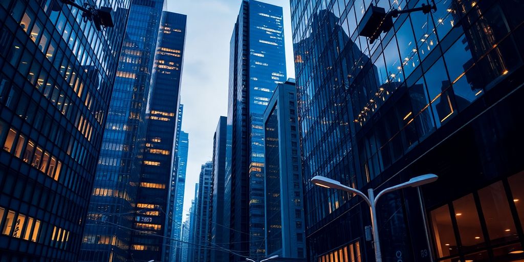 Modern city with interwoven smart infrastructure.