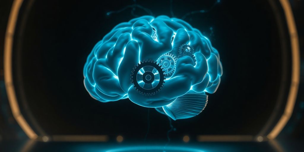 Brain with gears and light.