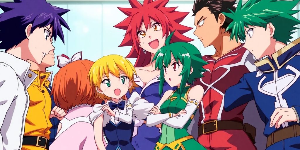 Anime characters interacting on screen