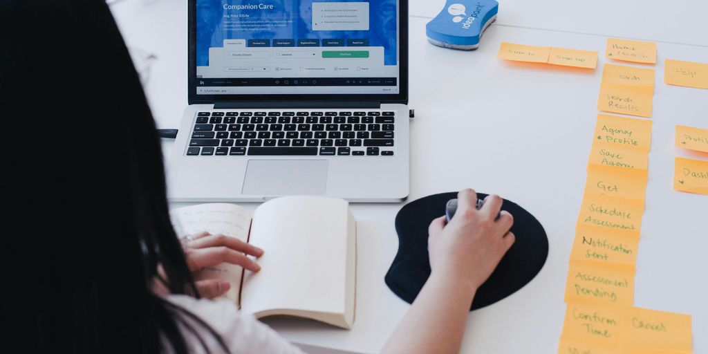 woman using laptop