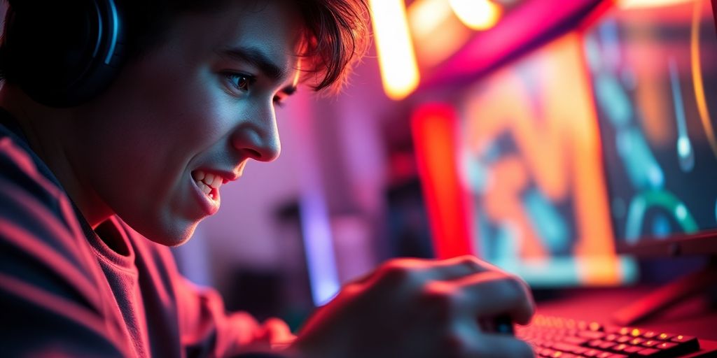 Esports gamer streaming live on platform.