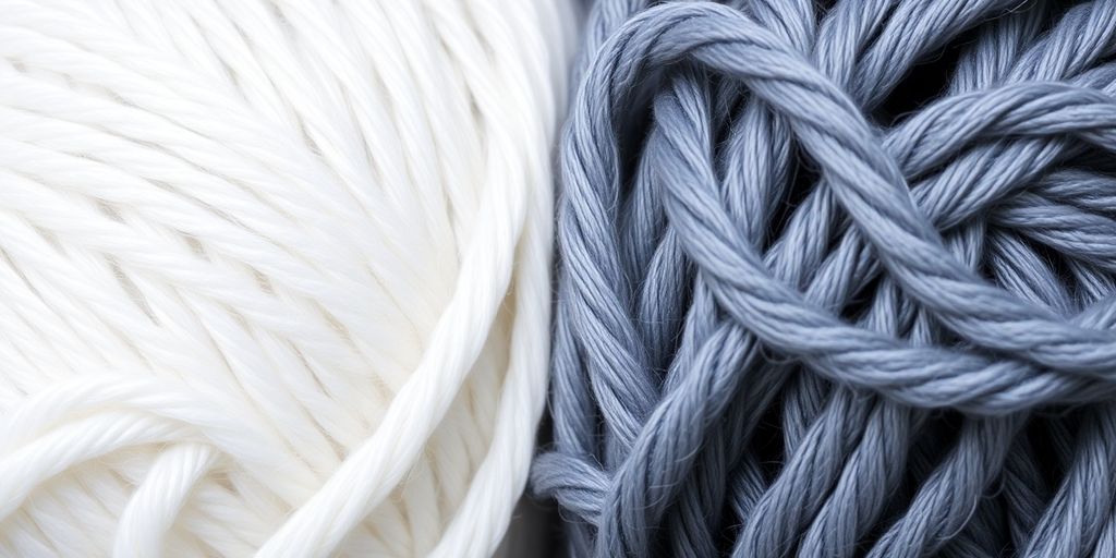 Two yarn strands, one smooth, one twisted.