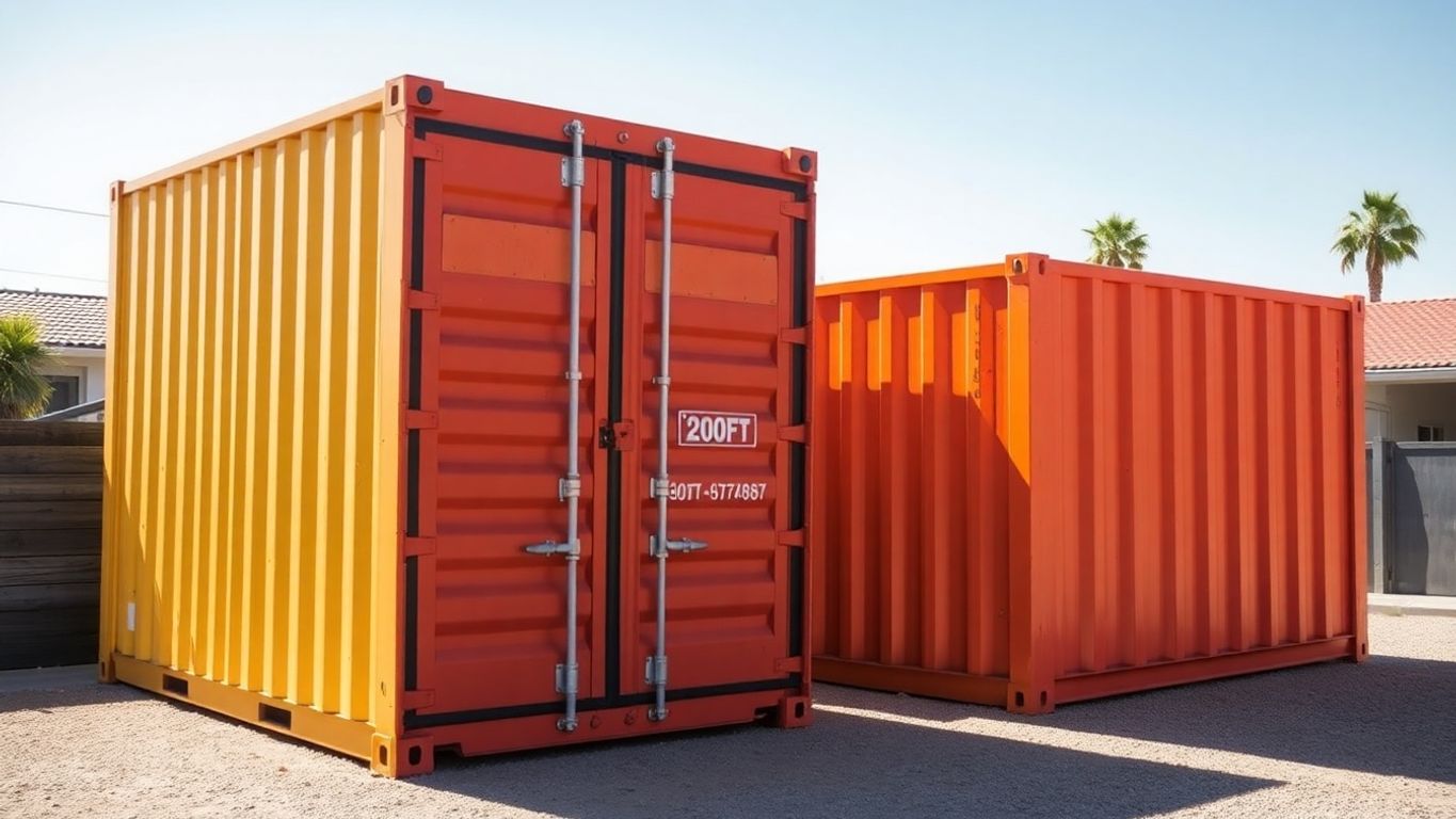 Two shipping containers on a property.