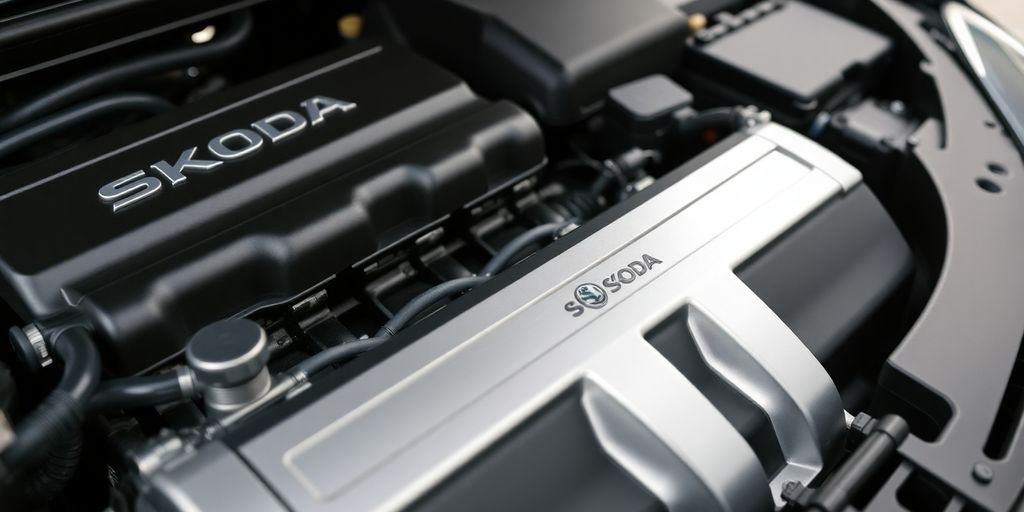 Skoda car engine with genuine spare parts.