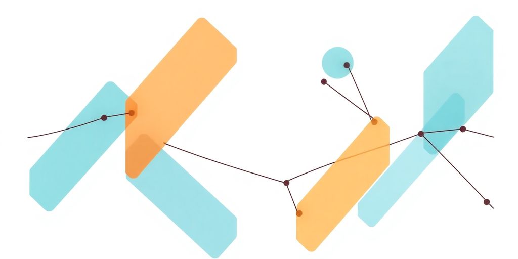 Abstract shapes and connecting lines.