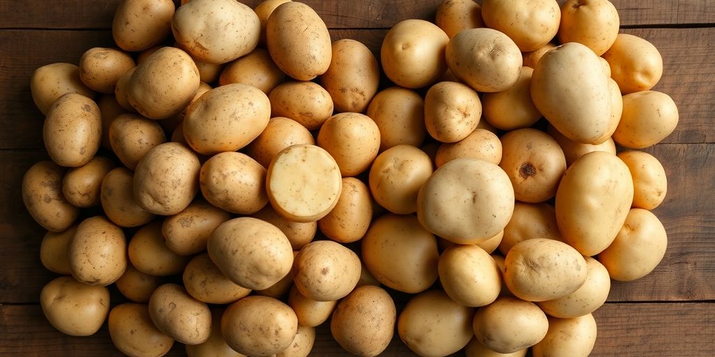 Biologische en gewone aardappelen naast elkaar