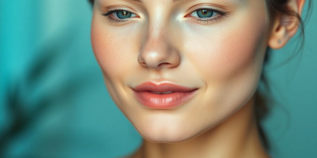 Woman with clear, glowing skin.