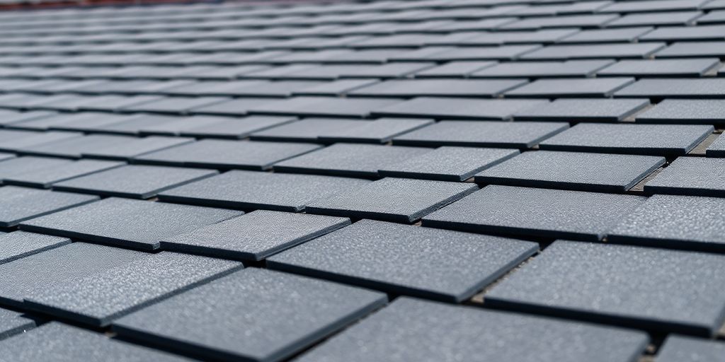 Ski dak met shingles in Leusden, close-up