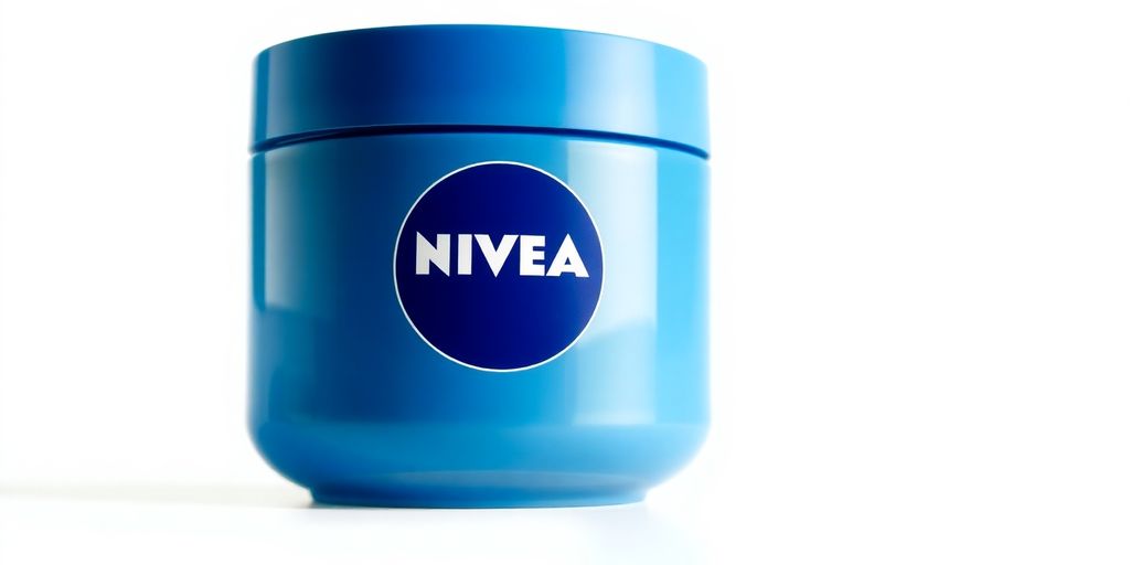 Close-up of elegant Nivea cream jar
