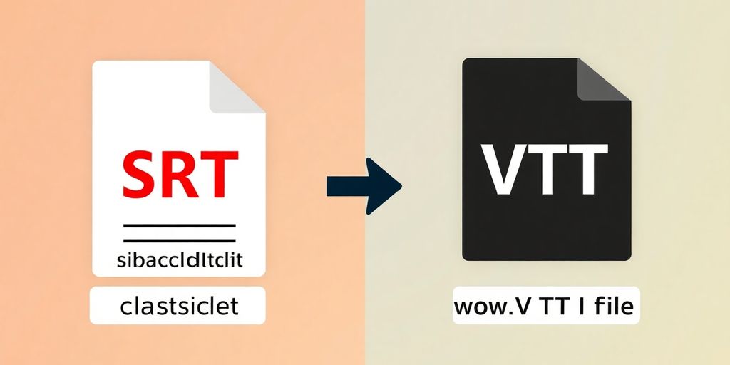 SRT file transforming into a VTT file.