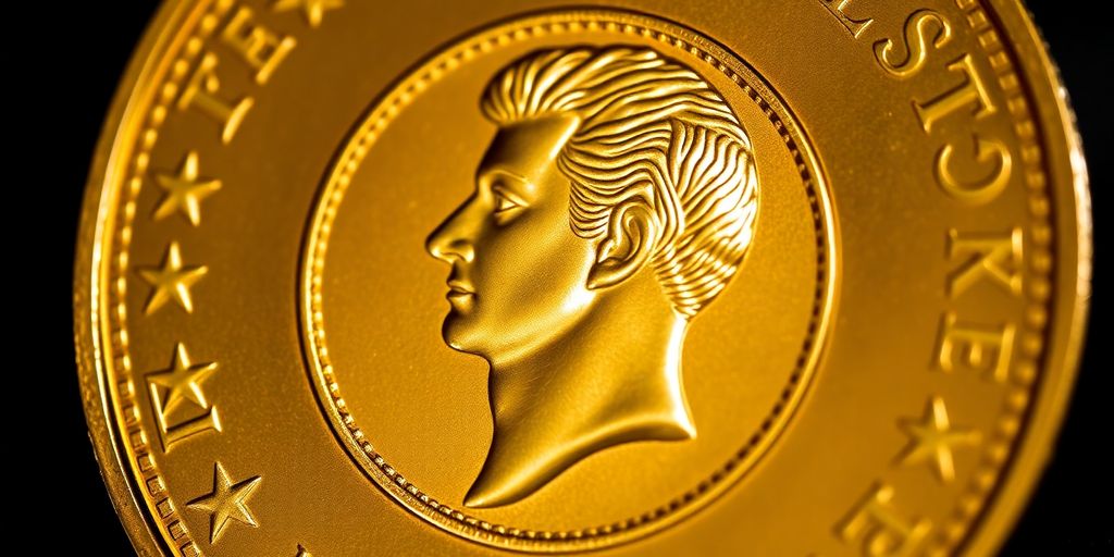Pièce de monnaie Napoléon en or.