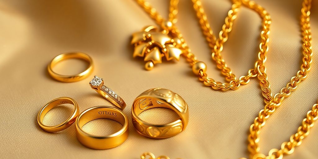 Bijoux en or élégants sur un fond luxueux.