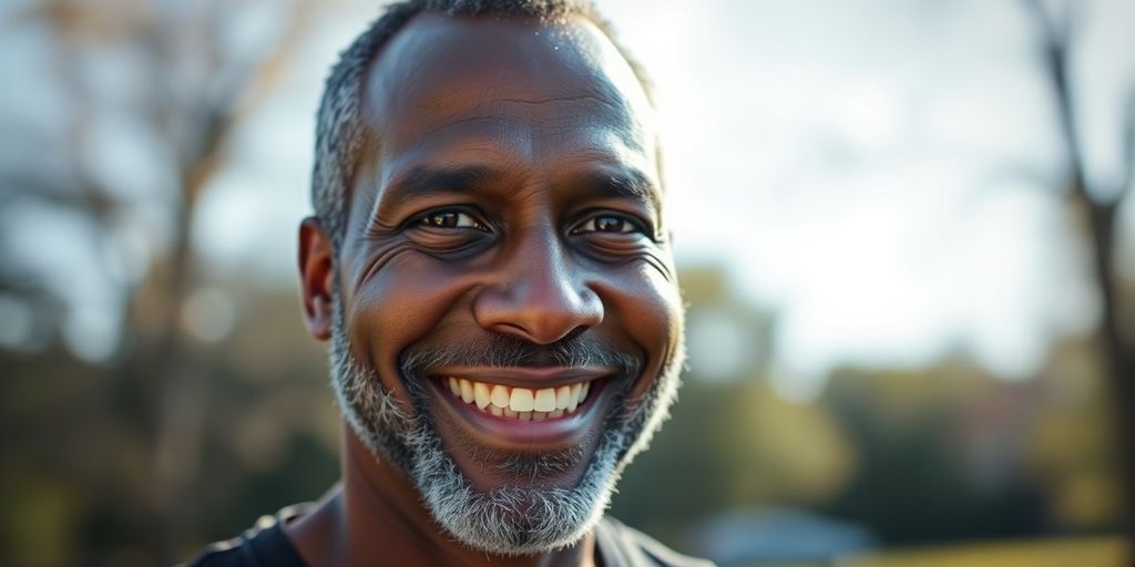 Portrait of a smiling man in nature.