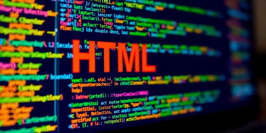 Close-up of computer screen with colorful code.