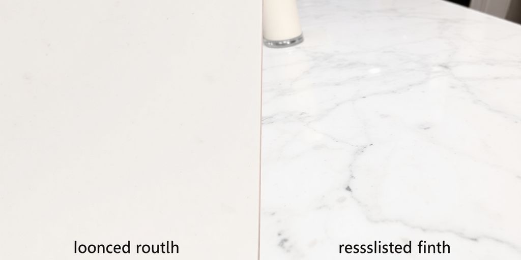 Honed vs polished marble surface comparison.