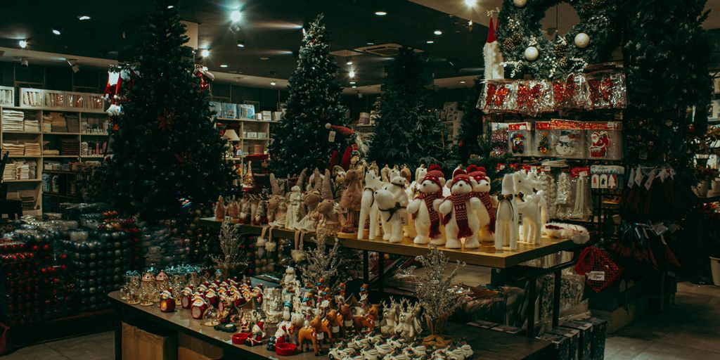 a store filled with lots of christmas decorations