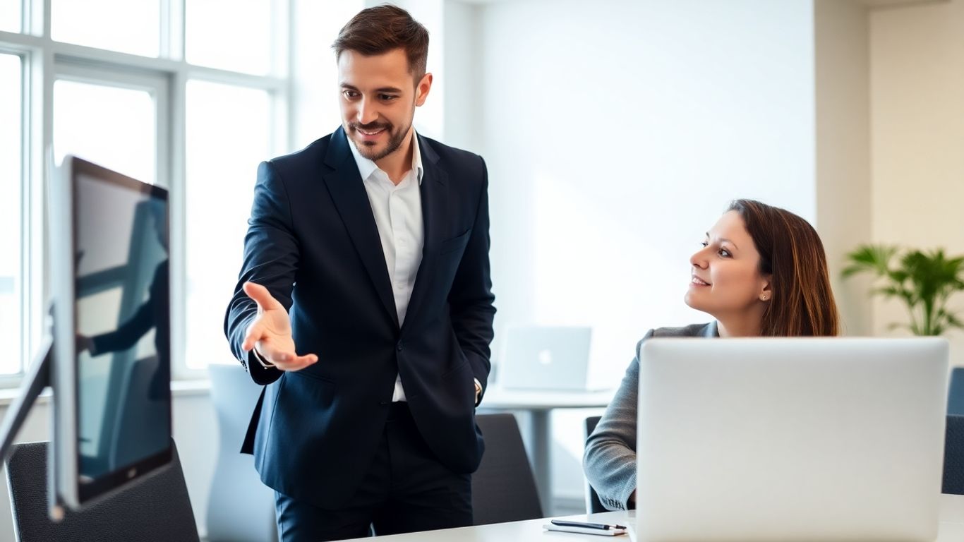 Profesionální setkání dvou lidí v kanceláři