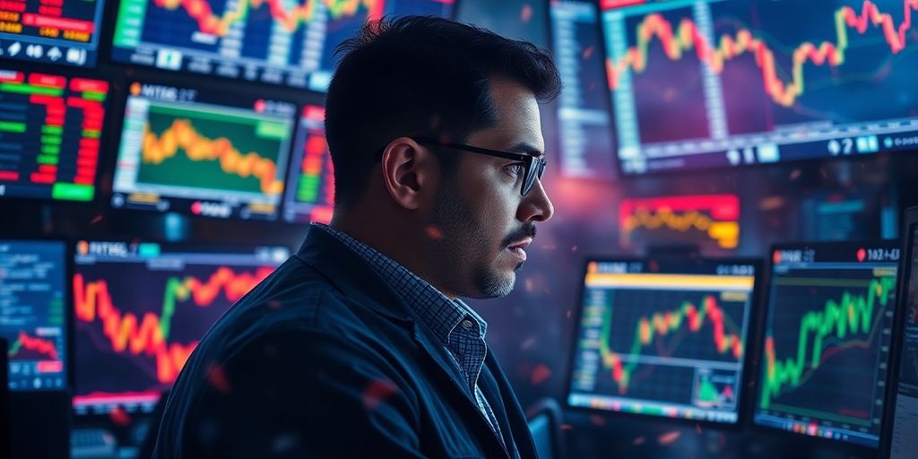 Trader analyzing options in a fast-paced market.