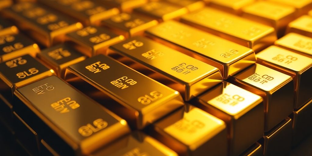 Des lingots d'or brillants sur un fond flou.