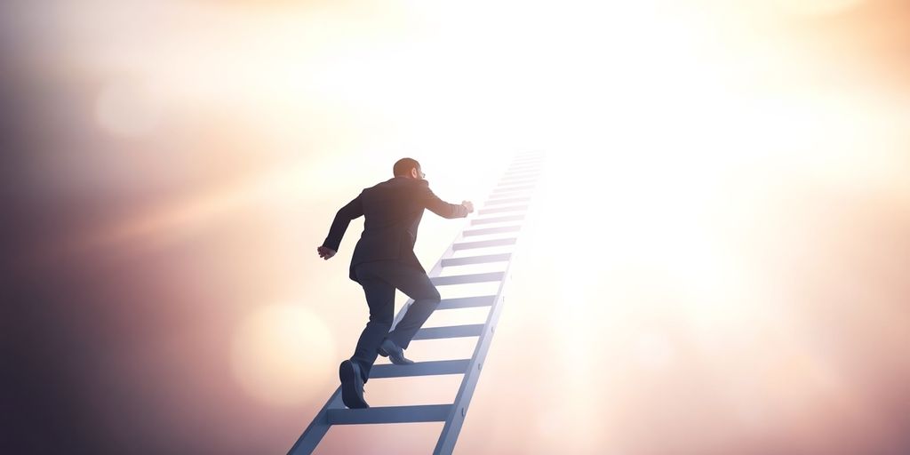Person climbing ladder to sky.