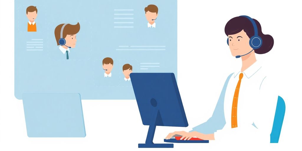 Illustrasjon av kundeservice og outsourcing.