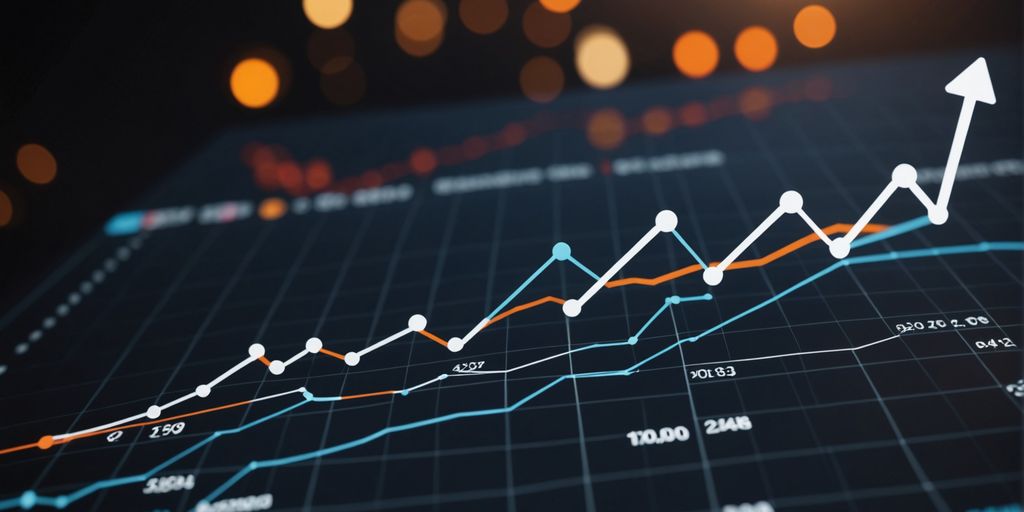 Graph with SEO icons showing website ranking improvement.
