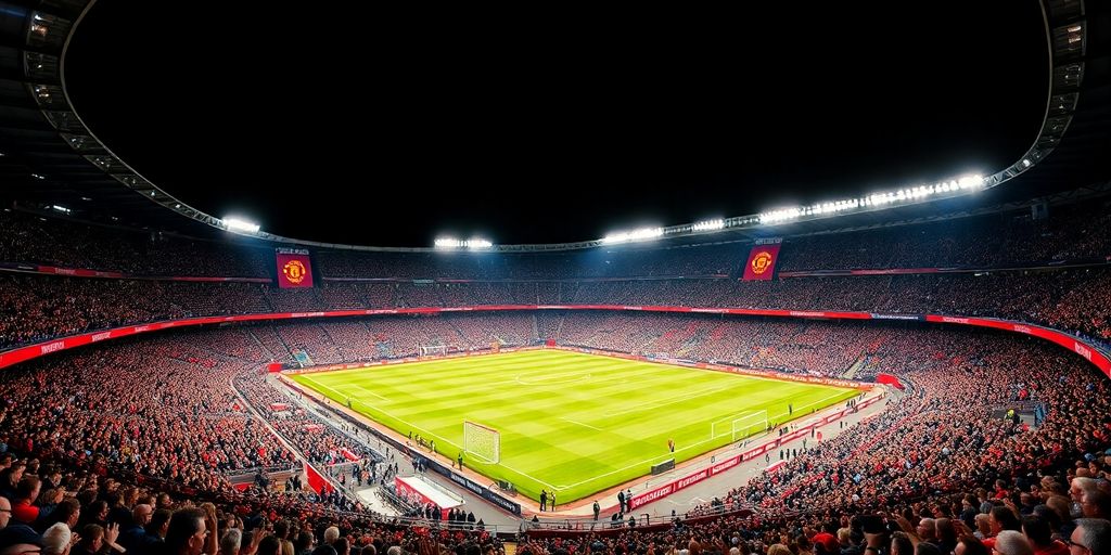 Manchester United's Old Trafford stadium packed with fans.