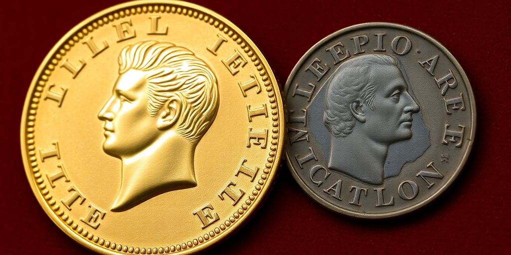Pièce de Napoléon en or, état neuf et usé.