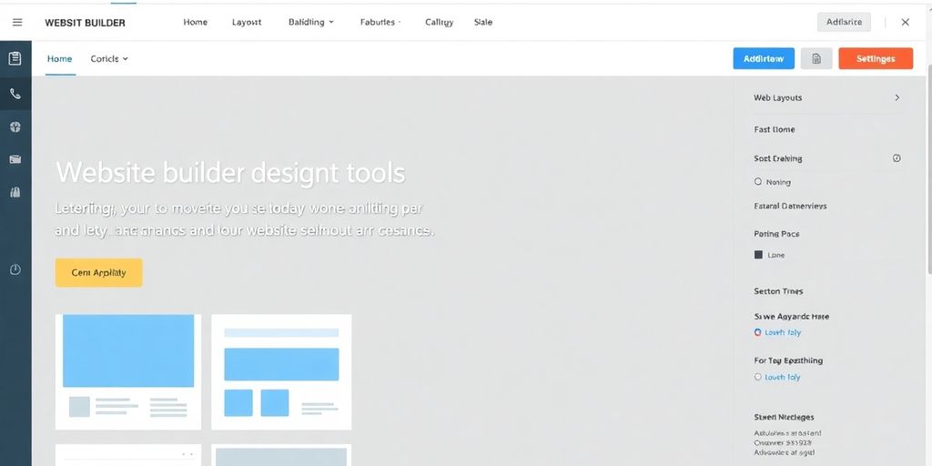 Website builder interface with design elements.