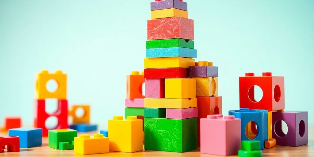 Mattoncini colorati che formano una struttura educativa.