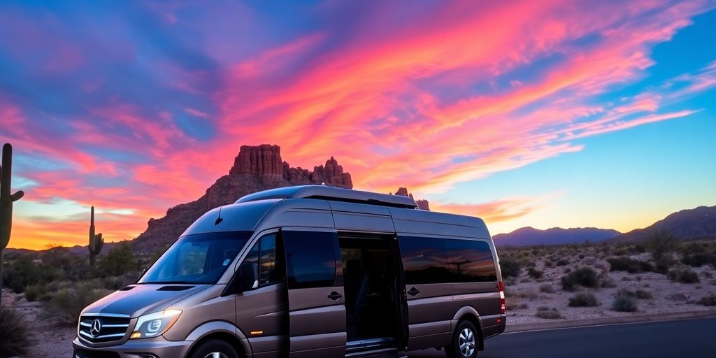 Private driver with luxury vehicle in Scottsdale desert.