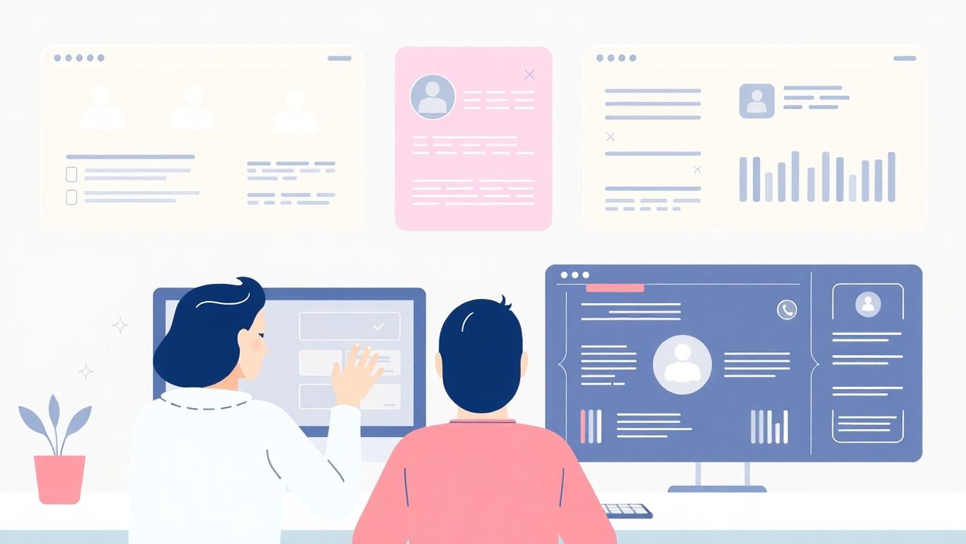 Illustrasjon av brukerinteraksjon med digitale grensesnitt.