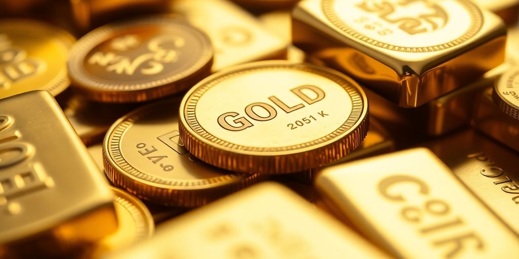 Pièces et lingots d'or brillants en gros plan.