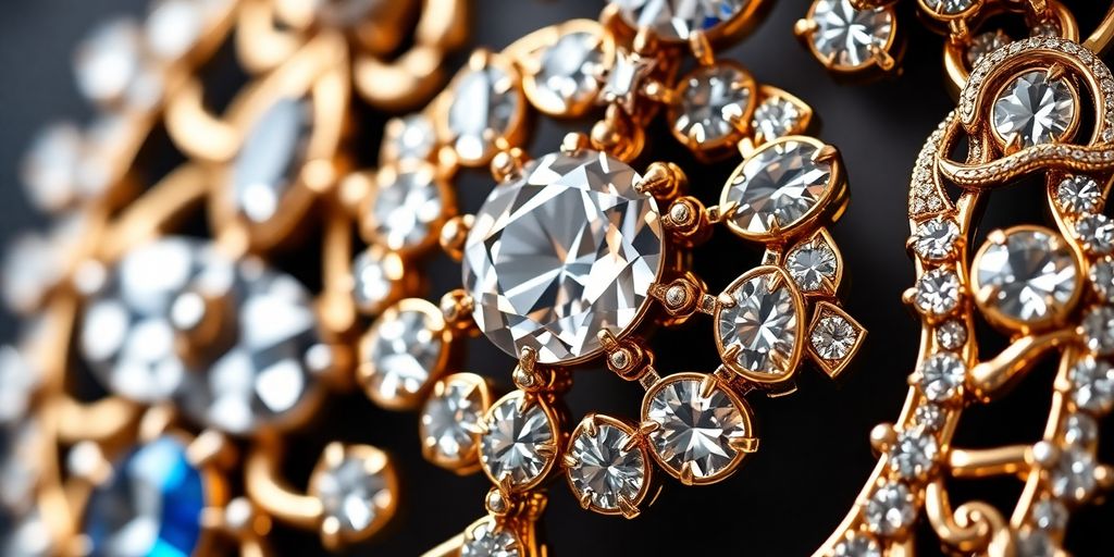 Bijoux de créateurs avec des pierres précieuses brillantes.