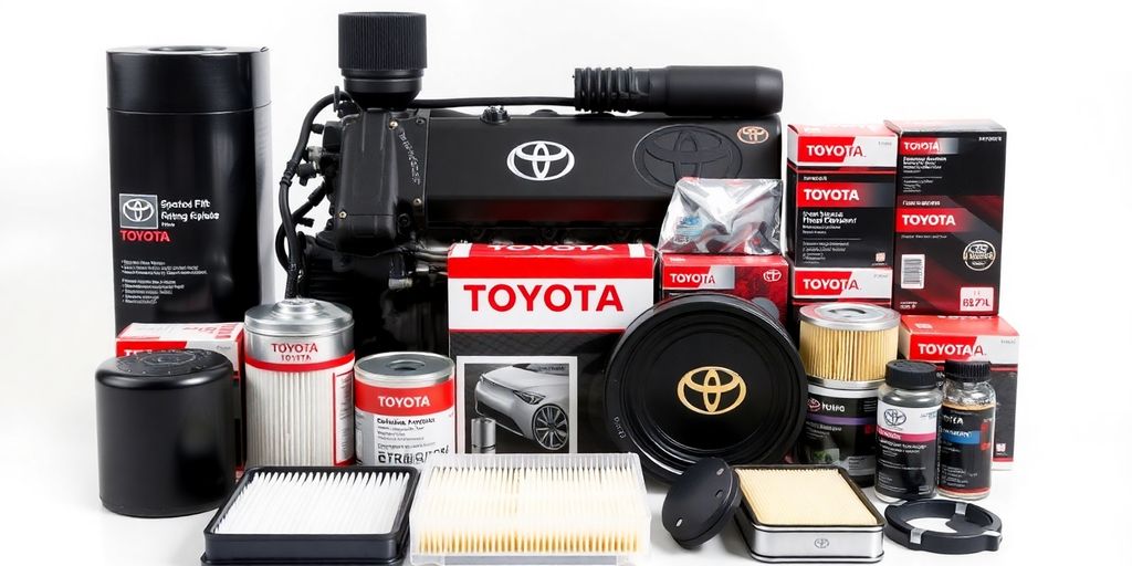 Toyota car engine with genuine parts installed.